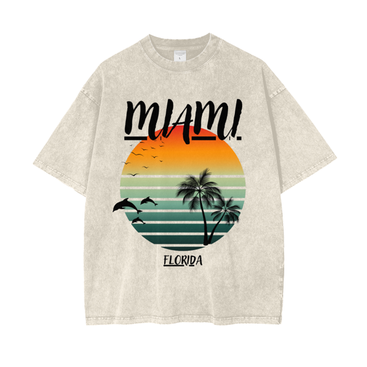 (MIAMI) Washed, Oversized T-shirt