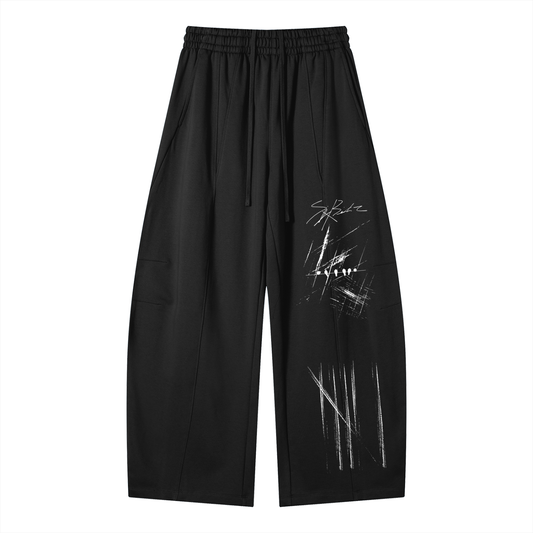 (SIX BIRDZ) Heavyweight, Wide Leg Panel Sweatpants